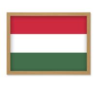 Hungary National Flag Vexillology World Flags Country Region Poster Artwork Framed Wall Art Print A4 Artery8 Light Oak One Size