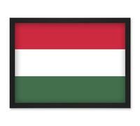 Hungary National Flag Vexillology World Flags Country Region Poster Artwork Framed Wall Art Print A4 Artery8 Black One Size