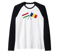 Hungary Romania Crossed Flags Hungarian Romanian Friendship Raglan Baseball Tee