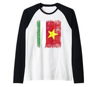 Hungary Vietnam Half Flag Hungarian Vietnamese History Raglan Baseball Tee