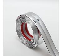 Hungbak Peel and Stick Multifunctional Molding, 3-in-1 Design - Wall Trim & Corner Guards & Caulk Strip Baseboard for Floor, Table and Door Frame (Shiny Silver, 5m x 4cm)