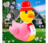 Hungdao 1 PC 4 ft Valentine's Day Inflatable Duck Float Large Blow up Giant Rubber Ducks with Formal Dress for Valentines Party Decorations Wedding Prop Pool Yard Air Pump Not Included