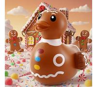 Hungdao 1 Pcs 4 Feet PVC Christmas Giant Inflatable Gingerbread Duck Huge Rubber Large Blow up Duck Christmas Pool Floats for Xmas Holiday Indoor Outdoor Pool Decorations