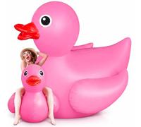 Hungdao 1 Pcs Giant Inflatable Pink Duck Huge Rubber Duck Large Blow up Inflatable Pool Float for Adult Summer Beach Swimming Pool Party Decoration