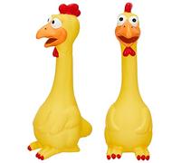 Hungdao 1 Pcs Horse Toys Latex Squeaky Squeeze Chicken Squeak Turkey Balls for Play Fake Screaming Chicken Toys for Horses Soccer Ball for Reduce Separation Anxiety Noise Maker (Yellow)