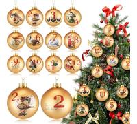 Hungdao 12-Piece Twelve Days of Christmas Ball Glass Ornament Set - Vintage Christmas Ornaments - 2.56 Inches - Gold