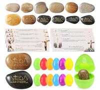 Hungdao 24 Set Easter Eggs Gifts Fillers Prefilled Eggs Christian Engraved Stones He Came He Died Jesus Prayer Cards Religious Faith Inspirational Gifts for Easter Day Basket Fillers Decoration
