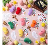 Hungdao 30 Sets Easter Basket Stuffers Beans Keychain with the Jelly Bean Prayer for Easter Hunt Party Favors Christian Church Sunday School Activities Religious Basket Fillers