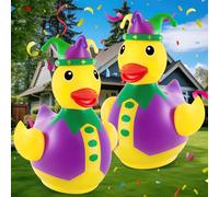 Hungdao 4 ft PVC Mardi Gras Inflatable Duck Mardi Gras Rubber Duck Giant Inflatable Duck for Mardi Gras Party Decorations Carnival Party Outdoor Yard Decor,air Pump Not Included(2 Pcs)