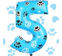 Hungdao 40 Inch Blue Dog Paw Number Balloon Giant Paw Pups on Patrol Number Balloon Blue Dog Party Favors for Dog Party Dog Paw Birthday Party Decoration Supplies(Number 5)