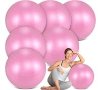 Hungdao 6 Pack 22 Inch Heavy Duty Exercise Balls Inflatable Pregnancy Yoga Pilates & Fitness Ball for Stretching Balance Therapy and Physical Fitness(Pink)