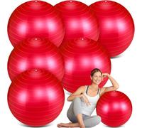 Hungdao 6 Pack 22 Inch Heavy Duty Exercise Balls Inflatable Pregnancy Yoga Pilates & Fitness Ball for Stretching Balance Therapy and Physical Fitness (Red)