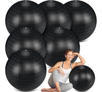Hungdao 6 Pack 22 Inch Heavy Duty Exercise Balls Inflatable Pregnancy Yoga Pilates & Fitness Ball for Stretching Balance Therapy and Physical Fitness(Black)