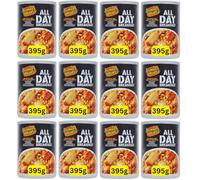 Hunger Breaks Ready Meals English Style - 12 Meals tinned with Sausages, beans, mushroom, bacon, nuggets, burgers and more (12x395g All Day Breakfast)