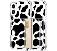Hungo Compatible for Iphoneslim Case Wallet with Card Holder,Ultra Thin Slim Cute Designer Girly Skin Cases Protector with Airbag Bumper for Women Girls (Clear Cow Print)