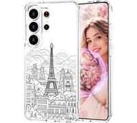 Hungo for Samsung Galaxy S26 Ultra Case Compatible with magsafe, Magnetic Cute Girly Cases Protector with Airbag for Women Girls (Clear Eiffel Tower Paris)