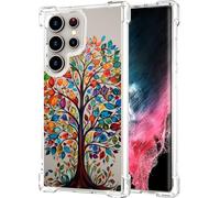 Hungo Galaxy S24 Ultra Case for Women Clear Design Cute,Girly Girls Case Compatible with Samsung Galaxy S24 Ultra Tree with Colorful Leaves Autumn