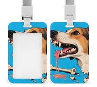 Hungry Dog Badge Holder with Lanyard - Waterproof Hard Plastic ID Card Holder Professional Name Tag Vertical ID Card Name Badge for Office Nurse Doctor Teacher