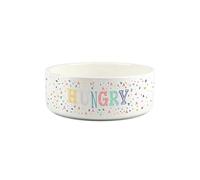 Hungry Dog Small Pet Food Bowl Multicolour Speckles - Ceramic White Feeding Dish For Cats & Dogs