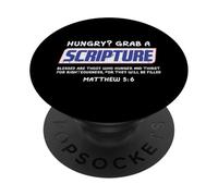 Hungry Grab A Scripture Funny Christian God Jesus Men Women PopSockets Adhesive PopGrip