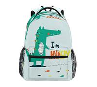 Hungry Green Dinosaur Shoulder Backpack Student Bookbags for Travel Kid Girls Boys