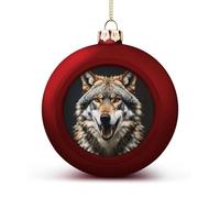 Hungry Like A Wolf Christmas Tree Ornaments 1.6 Inch Shatterproof Pc Plastic Balls with Lanyard Baubles Hanging Christmas Ball Ornaments for Xmas Tree Holiday Party Wedding Home Decorations-red