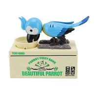 Hungry Parrot Piggy Bank, Animal Shape Money Saving Box, Cute Parrots Steal Coins Money Eating Piggy Bank Toy Money Boxes for Children's Birthday Presents and Holiday Gift (Blue)