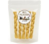 Hungry Pets Beef Skin Braided 15cm 5 Pack - Natural Dog Treats Chews, Grain Free, High Protein