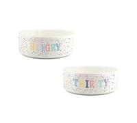 Purely Home Hungry & Thirsty Small Pet Food & Water Bowl Set, White