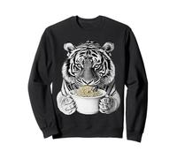 Hungry Tiger Eating Ramen Noodles Funny Foodie Art Sweatshirt