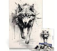 Hungry Wolf Running 1000 Piece Jigsaw Puzzles for Adults Jigsaw Mental Boost Precise Edge Fun Challenge Xmas Idea (38x26cm)
