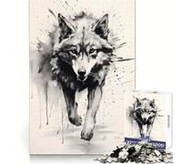 Hungry Wolf Running Jigsaw 1000 Pieces for Teenagers FreeTime Game Clean Connection Home Game Room Decor (50x75cm)