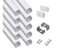 hunhun 10-Pack 6.6ft/ 2Meter Plus-Size U Shape LED Aluminum Channel System with Milky Cover, End Caps and Mounting Clips, Aluminum Profile for LED Strip Light, Special for Philips Hue Strip
