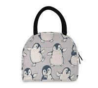 Hunhuni Lunch Tote Bag Cute Penguin Pattern, Insulated Reusable Lunch Box Container for Kids Boys Girls School Office Travel Picnic