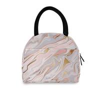 Hunhuni Lunch Tote Bag Pastel Marble Texture Print, Insulated Reusable Lunch Box Container for Kids Boys Girls School Office Travel Picnic