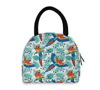 Hunhuni Lunch Tote Bag Tropical Animal Parrot Pattern, Insulated Reusable Lunch Box Container for Kids Boys Girls School Office Travel Picnic