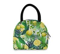 Hunhuni Lunch Tote Bag Tropical Lemon, Insulated Reusable Lunch Box Container for Kids Boys Girls School Office Travel Picnic