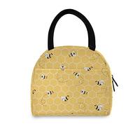 Hunhuni Lunch Tote Bag Yellow Animal Bee, Insulated Reusable Lunch Box Container for Kids Boys Girls School Office Travel Picnic