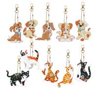 HUNIBQ PCS Animal Diamond Painting Keychains DIY Double Sided 10 5D
