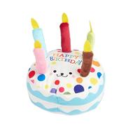 HunicandIU Dog Plush Toy Squeaker, Plush Squeaky Dog Toy, Chew Toy for Teething in the Shape of a Birthday Cake, Pet Supplies for Small and Medium Dogs, Toy for