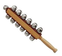 HunicandIU Jingle Bell Instrument, Wooden Hand Bells, Musical Percussion Hand Sleigh Bells - Percussion Instrument with 13 Bells, Wooden Stick Shaker for Early Education