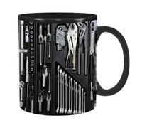 HunicandIU Mechanic 3D Toolbox Set Coffee Mug, Black Ceramic, 350ml, Novelty, Adult, Home, Hot Drinks, Father's Day
