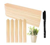 HunicandIU Plant Markers, Plant Labels, Garden Flower Label Stakes - Pack of 50 Wooden Plant Labels with a Marker, Outdoor Flower Labels, Garden Accessories for Children's Room