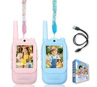 HUNICOM Kids Video Walkie Talkie, 2 Pack, USB Rechargeable, Blue and Pink, for Boys and Girls Ages 3+, clear sound quality, strong signal.