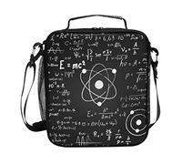 Hunihuni Black Scientific Math Formula Insulated Lunch Box Tote Bag Leakproof Bento Box with Adjustable Shoulder Strap for Adults & Kids