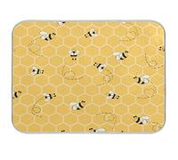 Hunihuni Dish Drying Mat Yellow Animal Bee,Absorbent Reversible Dish Drying Pad Dish Drainer Mat for Kitchen Countertop 18x24 in