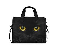 Hunihuni Laptop Case Sleeve Animal Black Cat Laptop Bag Notebook Briefcase with Strap for Woman Man Work Office School,15-16 Inch
