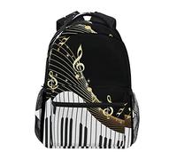 Hunihuni Piano Keyboard Music Note Durable Backpack College School Book Shoulder Bag Daypack for Boys Girls Man Woman