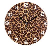 Hunihuni Wall Clock Animal Leopard Print Silent Non-ticking Clock for Bedroom Living Room Home Office Decor