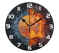 Hunihuni Wall Clock Basketball Sport Silent Non-ticking Clock for Bedroom Living Room Home Office Decor